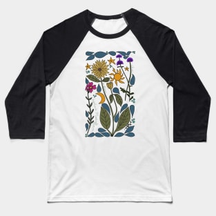 Mountain Wildflowers Illustration Baseball T-Shirt